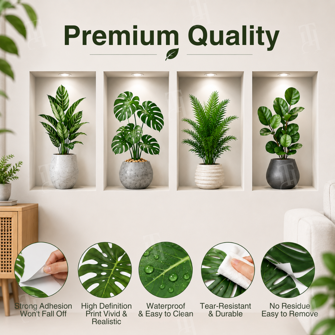 AEXZR® Self-Adhesive 3D Plant Wall Stickers🌿 Never-Wilt Greens That Transform Your Wall in Seconds