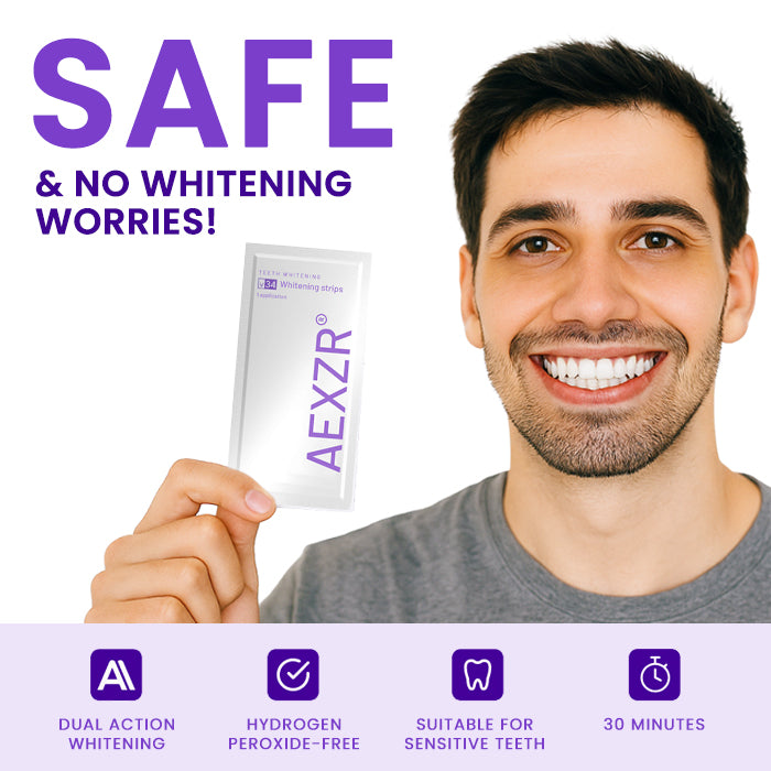 AEXZR® V34 Whitening Strips⚡ The 30-Minute White Rescue: See Results Before Your Mirror Fogs Up.