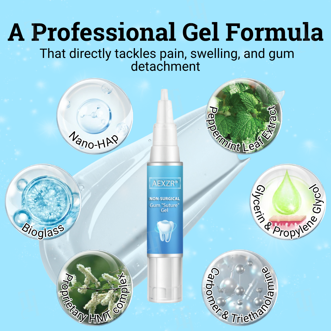 AEXZR® Non-Surgical Gum "Suture" Gel🧬 Nano-Lattice “Suture” Tech: Regrows Tight Gums & Secures Loose Teeth in 5 min — No Drill, No Graft.