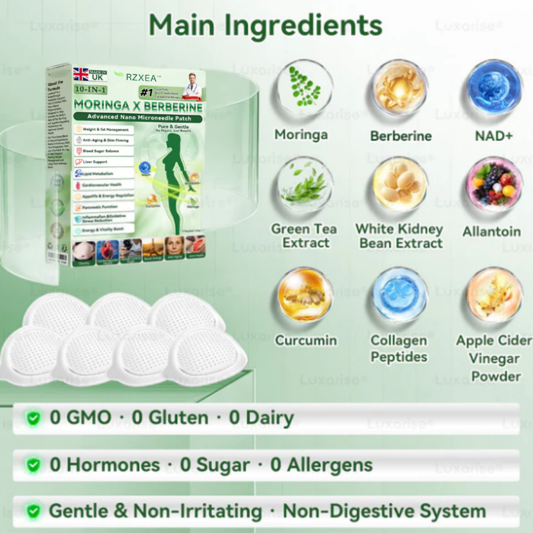 Official Store | 🩹 RZXEA™ Moringa & Berberine NAD+ 10-in-1 Nano Microneedle Patch (𝐉𝐮𝐬𝐭 𝐨𝐧𝐜𝐞 𝐚 𝐝𝐚𝐲, 𝐯𝐢𝐬𝐢𝐛𝐥𝐞 𝐜𝐡𝐚𝐧𝐠𝐞𝐬 𝐢𝐧 𝟕 𝑫𝐚𝐲𝐬） ✅ 𝐅𝐨𝐫 𝐎𝐛𝐞𝐬𝐢𝐭𝐲, 𝙇𝙊𝙊𝙎𝗘 𝗦𝗞𝗜𝗡,𝐝𝐢𝐚𝐛𝐞𝐭𝙚𝙨, 𝐬𝐥𝐞𝐞𝐏 𝐚𝐩𝐧𝐞𝐚, 𝐣𝐨𝐢𝐧𝐭 𝐢𝐬𝐬𝐮𝙚𝙨, 𝐚𝐧𝐝 𝐦𝐨𝐫𝐞 🌻