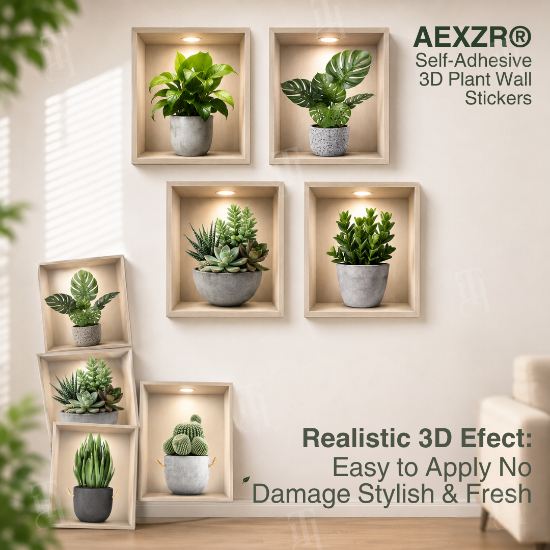 AEXZR® Self-Adhesive 3D Plant Wall Stickers🌿 Never-Wilt Greens That Transform Your Wall in Seconds