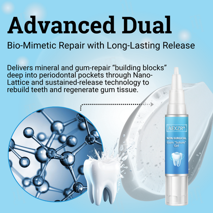 AEXZR® Non-Surgical Gum "Suture" Gel🧬 Nano-Lattice “Suture” Tech: Regrows Tight Gums & Secures Loose Teeth in 5 min — No Drill, No Graft.