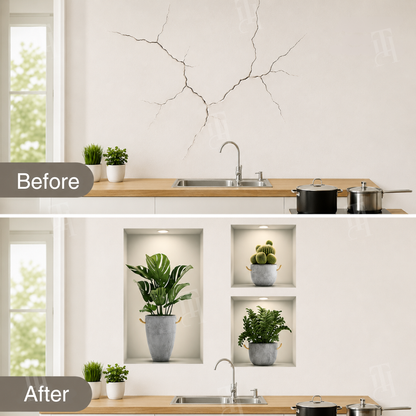 AEXZR® Self-Adhesive 3D Plant Wall Stickers🌿 Never-Wilt Greens That Transform Your Wall in Seconds