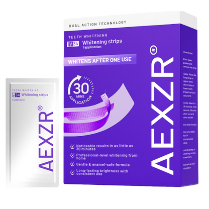 AEXZR® V34 Whitening Strips⚡ The 30-Minute White Rescue: See Results Before Your Mirror Fogs Up.
